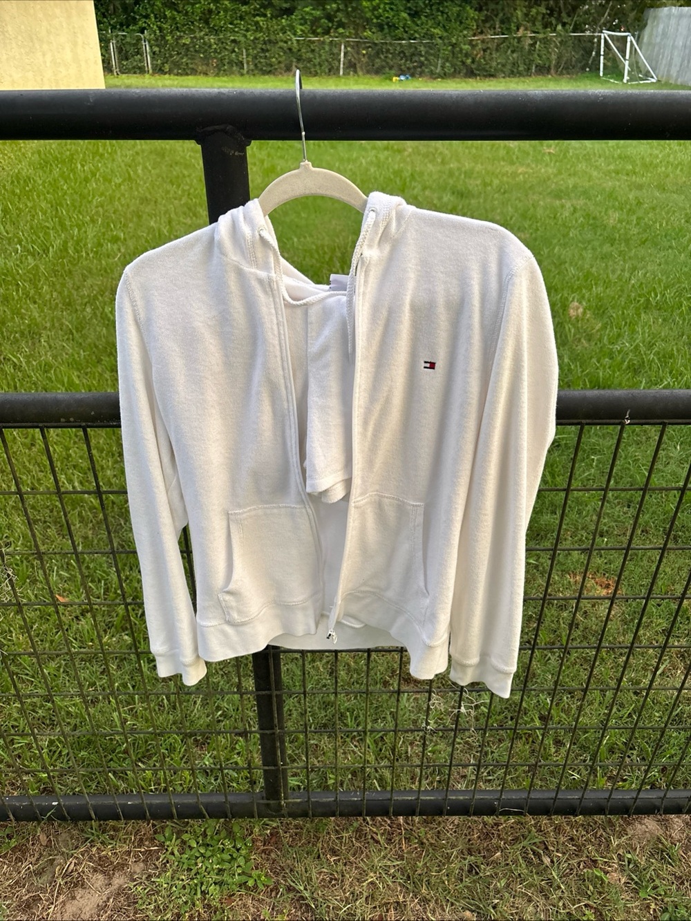 Tommy Hilfiger White Zip-Up Hoodie L & Shorts M Swim Set